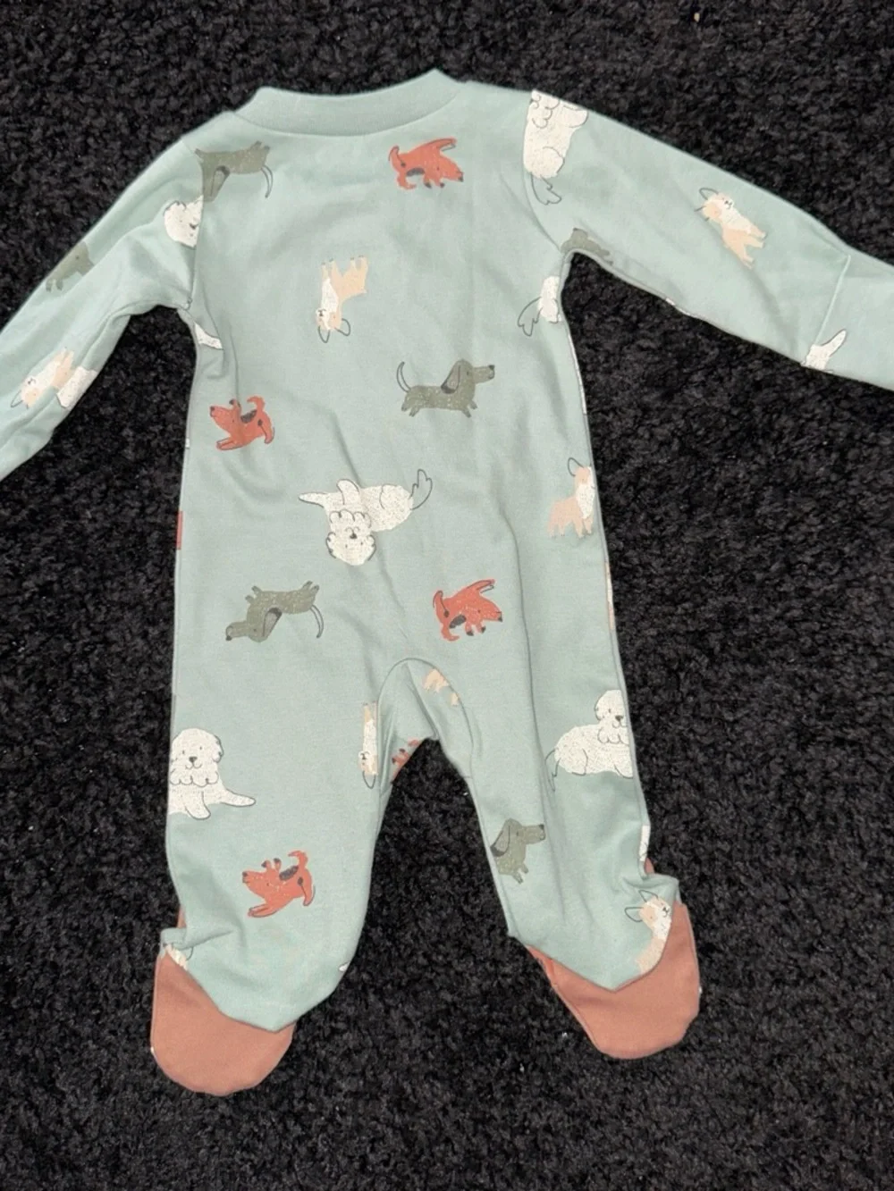 Carter's Sage Green Animal Print Footed One-Piece with Puppy Feet